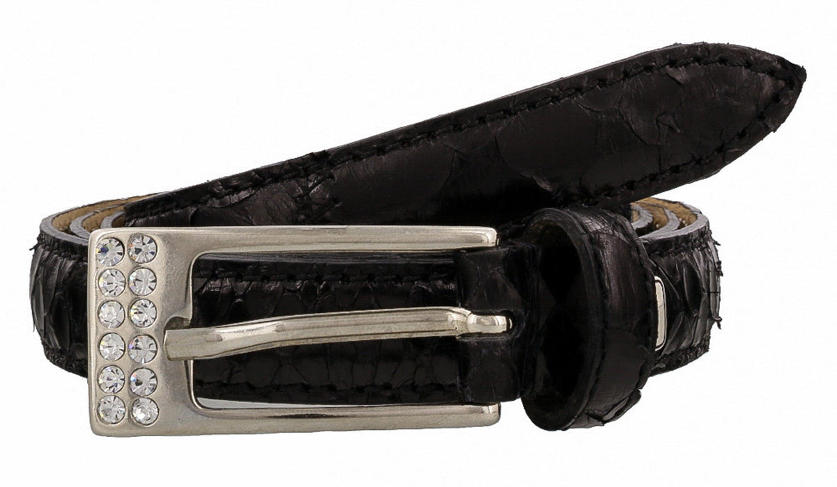 Renato Balestra Calamaria NR Black Python Leather Womens Belt