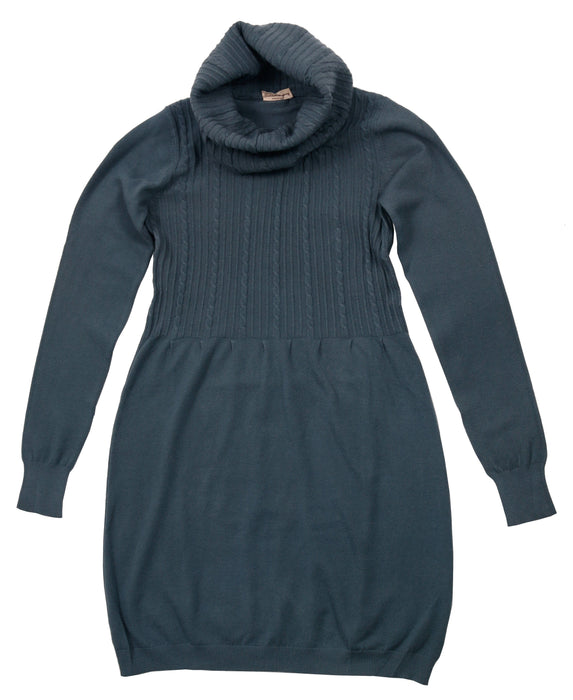 Cashmere Company COLLONE TRECCE FG Teal Cashmere Blend Rolled Neck Dress M