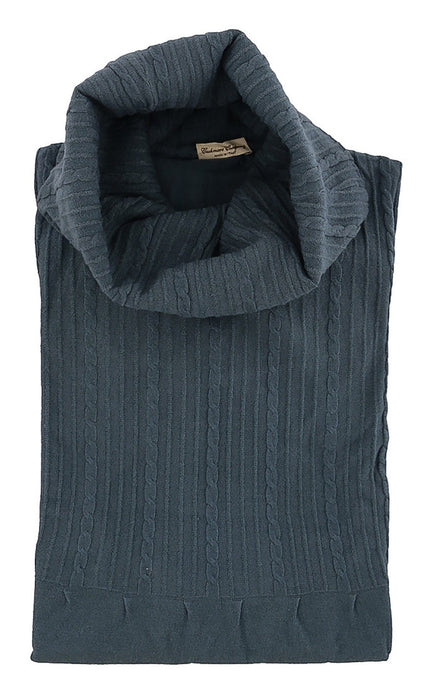 Cashmere Company COLLONE TRECCE FG Teal Cashmere Blend Rolled Neck Dress M