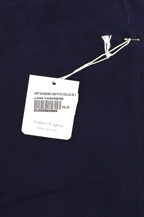 Cashmere Company VESTITO COLLO ALT MR Navy Blue Cashmere Blend Rolled Neck Dress