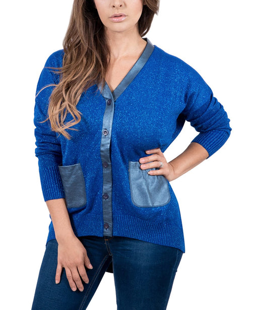 Maglierie Di Perugia V-Neck Electric Blue Lurex Cardigan