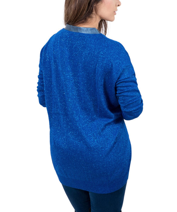 Maglierie Di Perugia V-Neck Electric Blue Lurex Cardigan
