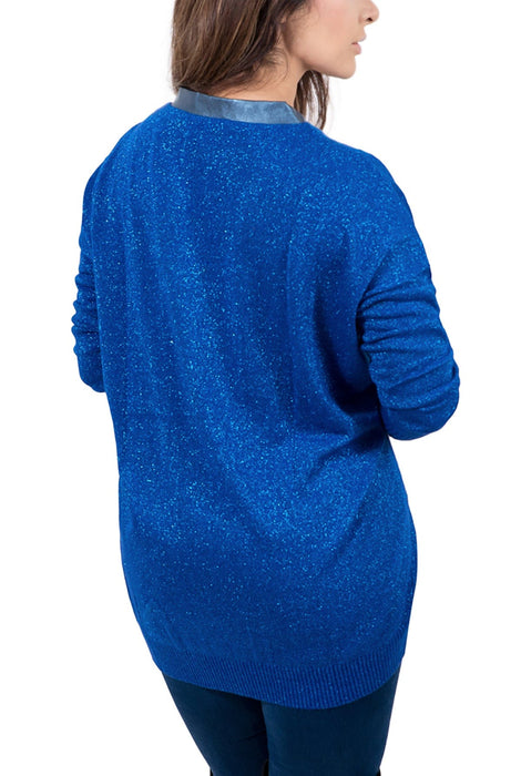Maglierie Di Perugia V-Neck Electric Blue Lurex Cardigan