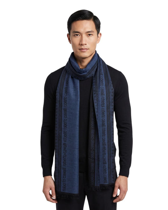 Roberto Cavalli ESZ062 04517 Royal Wool Blend Signature Mens Scarf