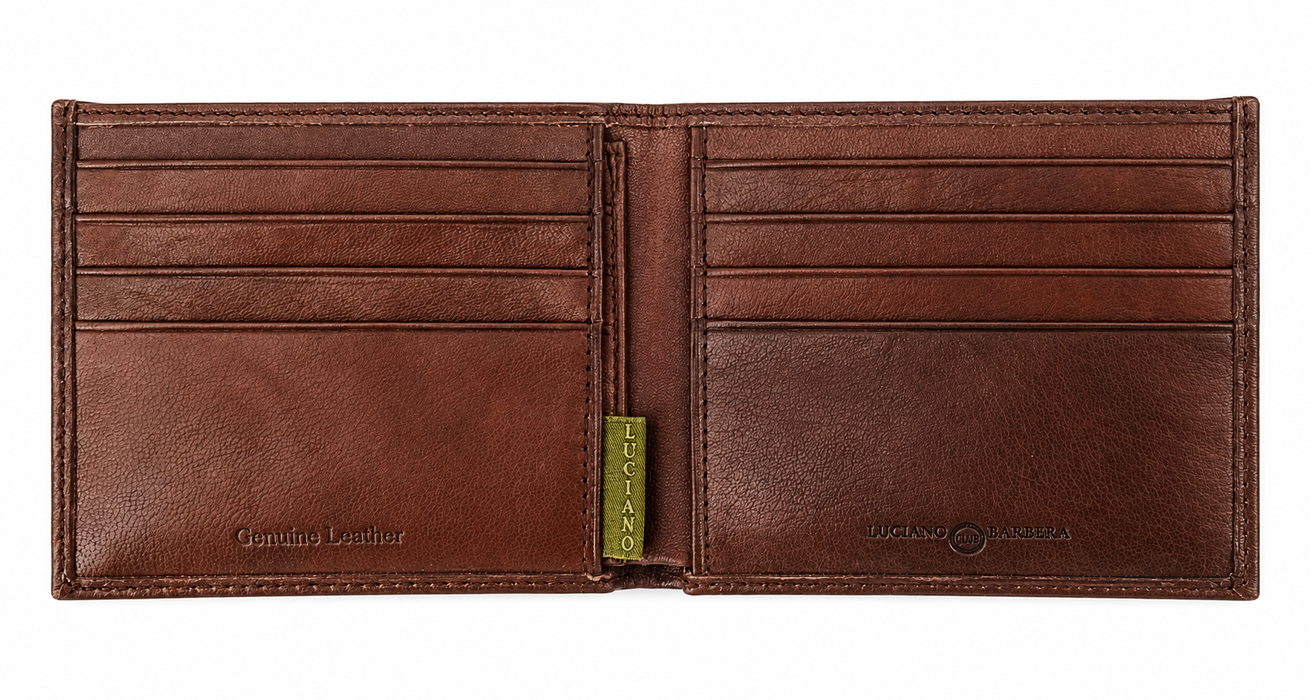 Luciano Barbera CLUB SASA MORO Brown Leather Wallet