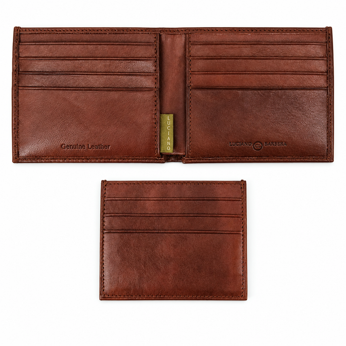 Luciano Barbera CLUB SASA MORO Brown Leather Wallet