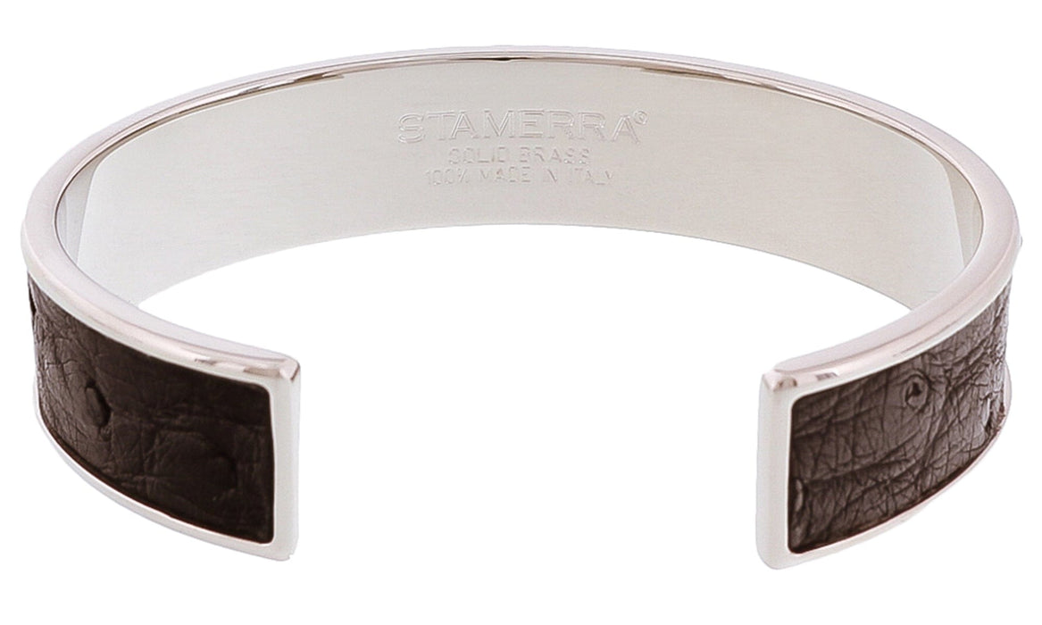 Stamerra MEMAN STRUZZO ANR Black/Silver Genuine Ostrich Bracelet