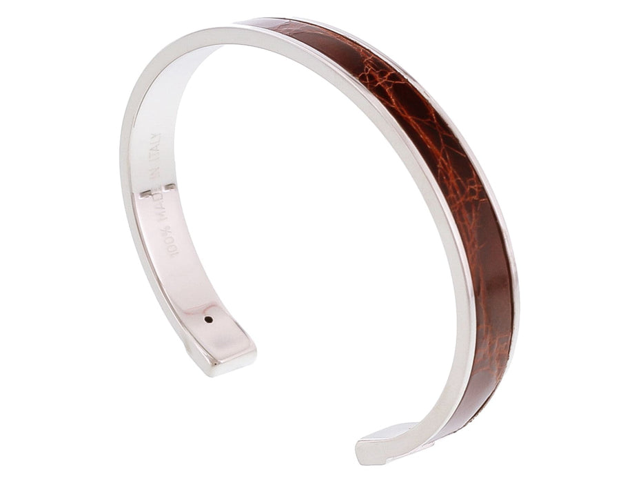 Stamerra PICCOLO CROCCO AMR Brown/Silver Genuine Crocodile Bracelet