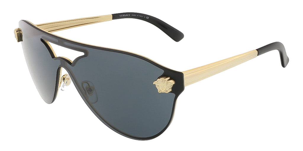 Versace VE2161 100287 Black/Gold Medusa Rock Visor/Pilot Sunglasses