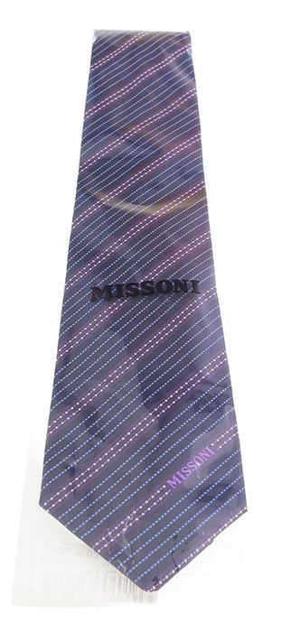 Missoni Multi Stripe Blue/Purple Woven 100% Silk Tie