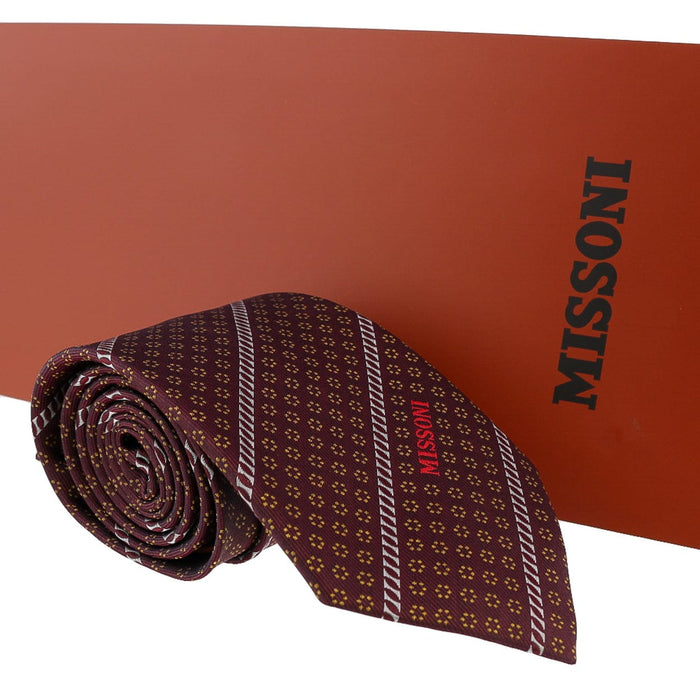 Missoni Micro Floral Marroone Woven 100% Silk Tie