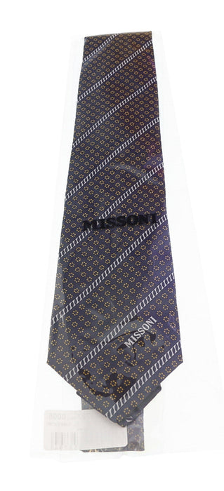 Missoni Micro Floral Navy Blue/Gold Woven 100% Silk Tie