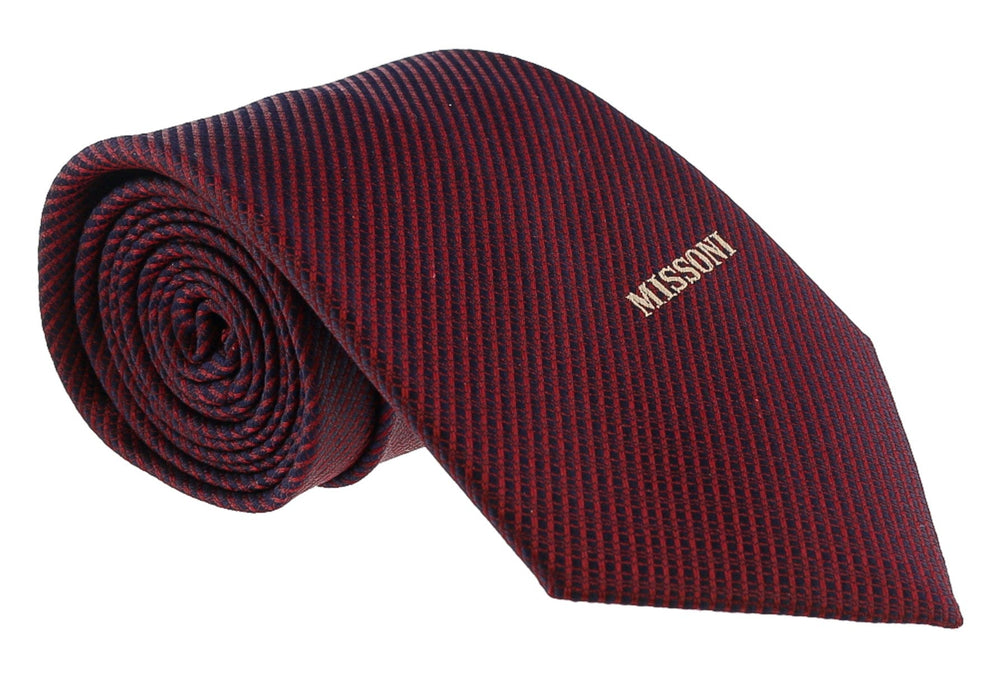 Missoni Interlock Woven Red Woven 100% Silk Tie