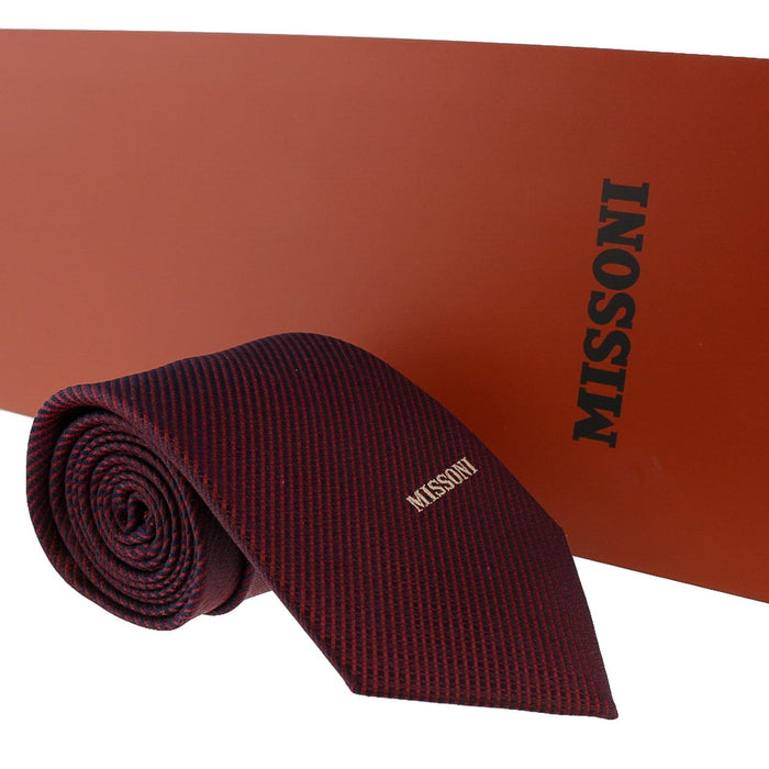 Missoni Interlock Woven Red Woven 100% Silk Tie