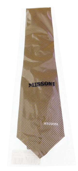 Missoni Interlock Woven Gold Woven 100% Silk Tie
