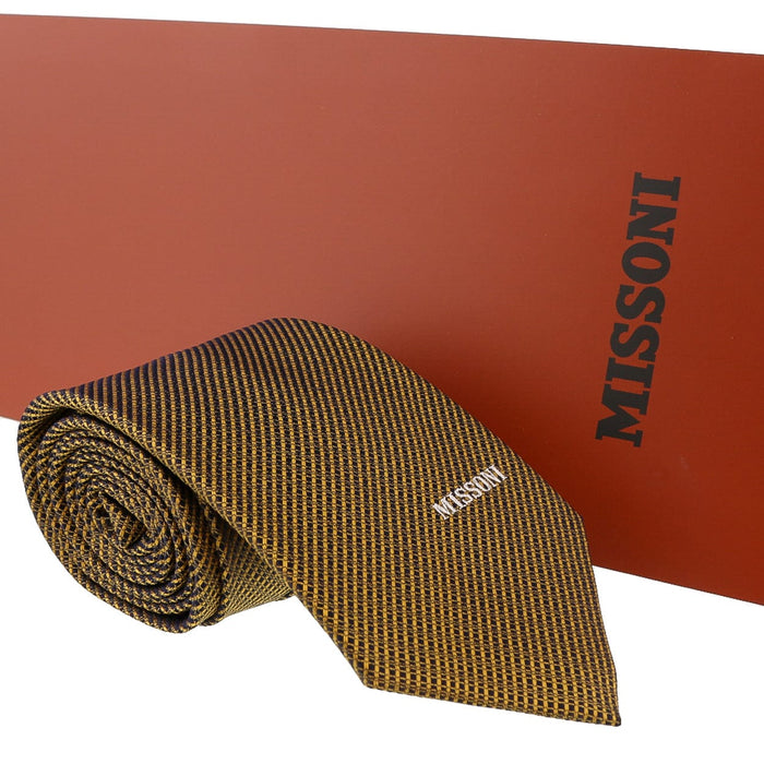 Missoni Interlock Woven Gold Woven 100% Silk Tie