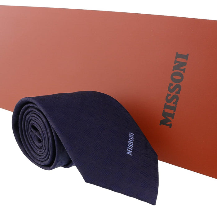 Missoni Abstract Navy Woven 100% Silk Tie