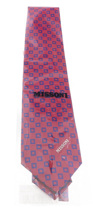 Missoni Square Red/Blue Woven 100% Silk Tie