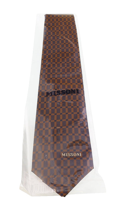 Missoni Grid  Brown Woven 100% Silk Tie