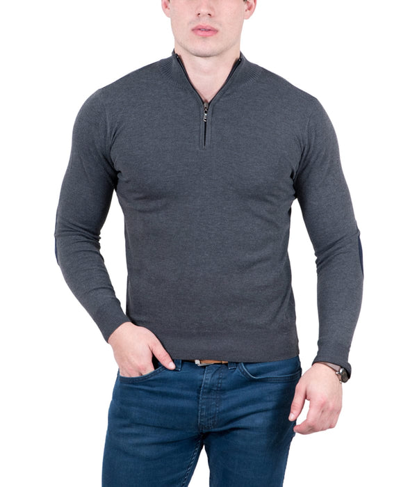 Real Cashmere Anthracite Half Zip Fine Cashmere Blend Mens Sweater