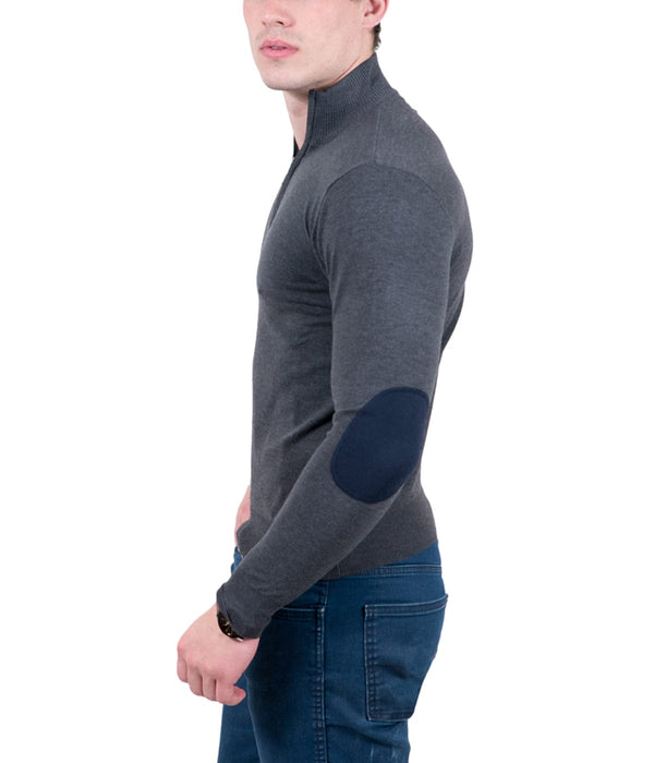 Real Cashmere Anthracite Half Zip Fine Cashmere Blend Mens Sweater