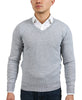 Real Cashmere Light Grey V-Neck Fine Cashmere Blend Mens Sweater-M