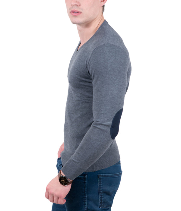 Real Cashmere Anthracite V-Neck Fine Cashmere Blend Mens Sweater