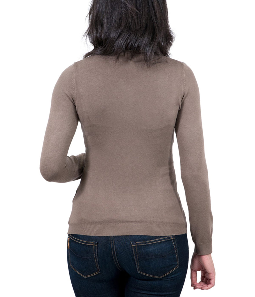 Real Cashmere Brown Crewneck Cashmere Blend WomensSweater