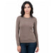Real Cashmere Brown Crewneck Cashmere Blend WomensSweater-XS