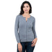 Real Cashmere Grey Cashmere Blend WomensCrewneck Cardigan-XL