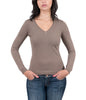 Real Cashmere Brown V-Neck Cashmere Blend WomensSweater-M