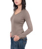 Real Cashmere Brown V-Neck Cashmere Blend WomensSweater