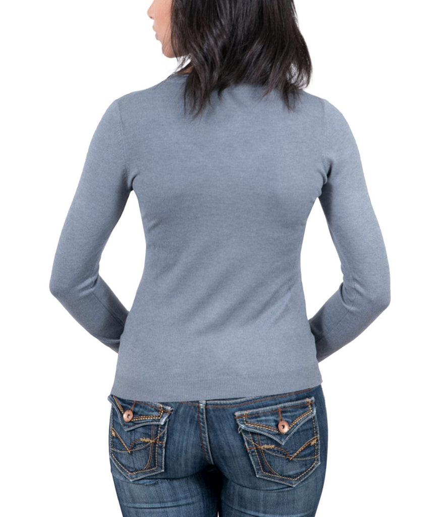 Real Cashmere Grey V-Neck Cashmere Blend WomensSweater