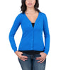 Real Cashmere Cobalt Blue Cashmere Blend WomensV-Neck Cardigan-L