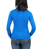 Real Cashmere Cobalt Blue Cashmere Blend WomensV-Neck Cardigan