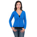 Real Cashmere Cobalt Blue Cashmere Blend WomensV-Neck Cardigan-XS