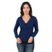 Real Cashmere Navy Blue Cashmere Blend WomensV-Neck Cardigan-M