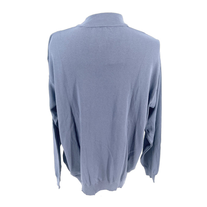 Cotton-Modal Blend Mock Neck Big Mens Indigo Sweater by Real Cashmere