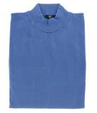 Cotton-Modal Blend Mock Neck Big Mens Denim Blue Sweater by Real Cashmere-3XL Big