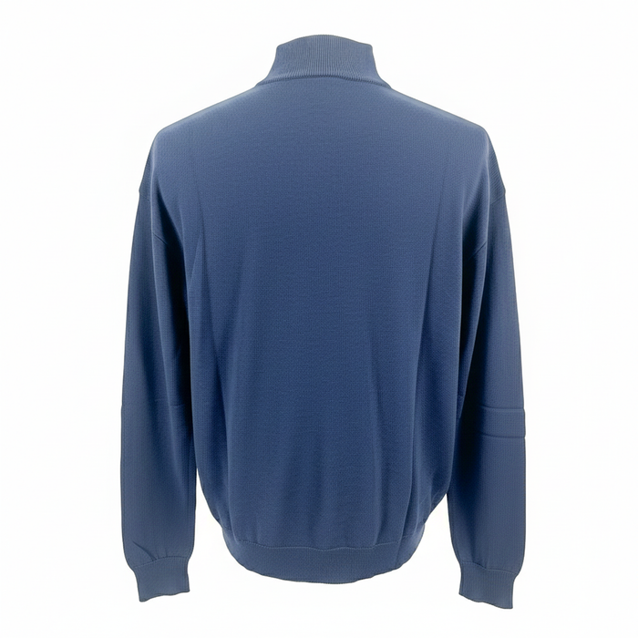 Cotton-Modal Blend Mock Neck Big Mens Navy Blue Sweater by Real Cashmere