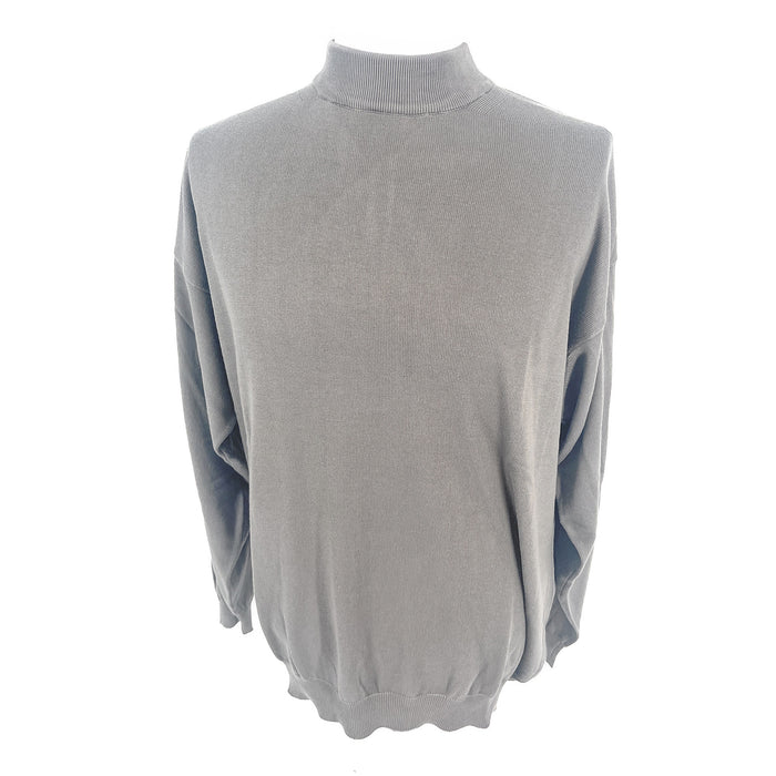 Cotton-Modal Blend Mock Neck Big Mens Taupe Sweater by Real Cashmere