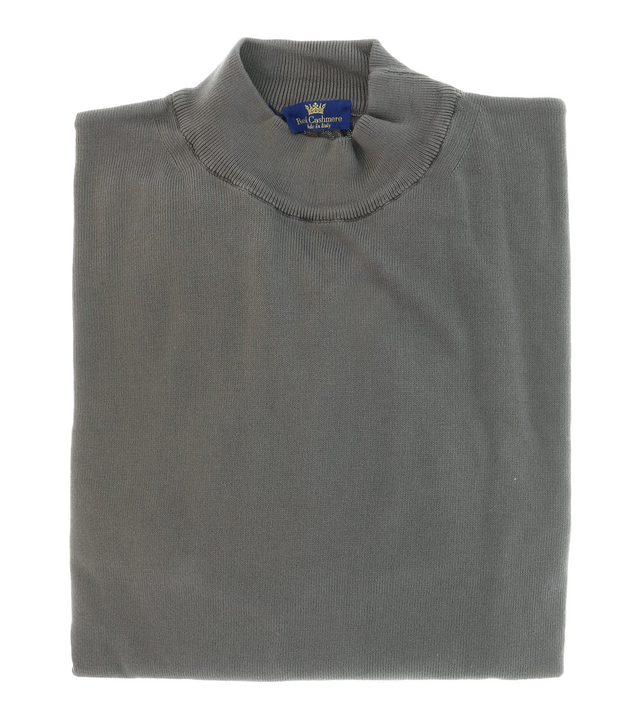 Cotton-Modal Blend Mock Neck Big Mens Taupe Sweater by Real Cashmere-L Big