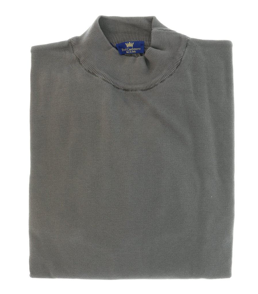 Cotton-Modal Blend Mock Neck Big Mens Taupe Sweater by Real Cashmere-2XL Big