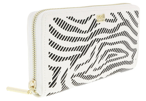 Roberto Cavalli GQLPA3 B20 White/Black Audrey Long Size Wallet W/Zipper