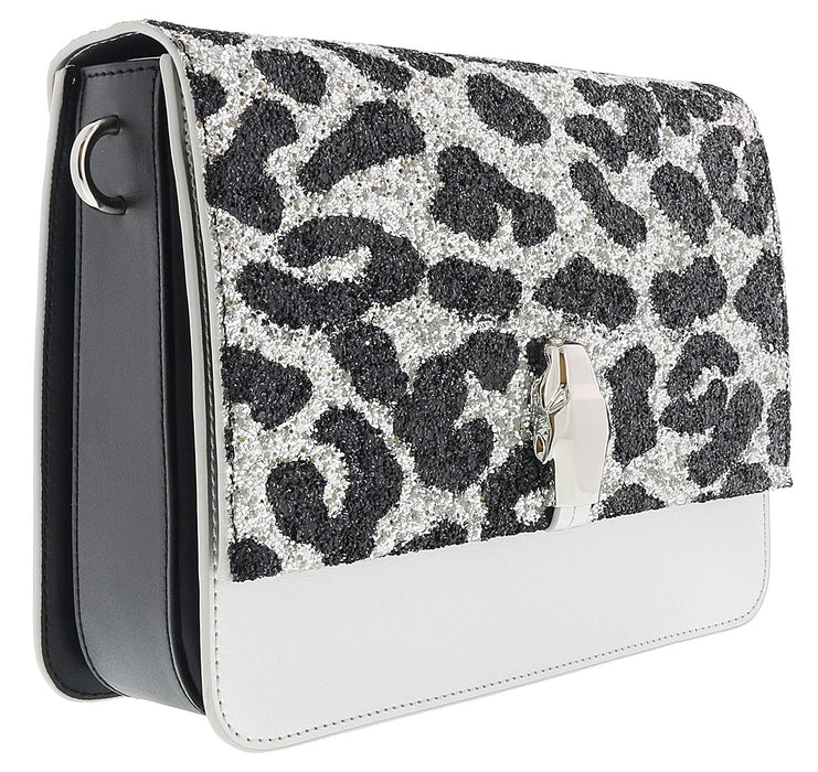 Class Roberto Cavalli Milano Rmx 00 Silver/Black Large Shoulder Bag