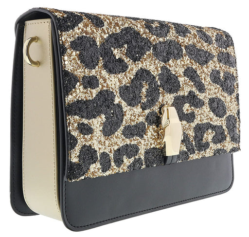 Class Roberto Cavalli Milano Rmx 00 Light Gold/Black Large Shoulder Bag