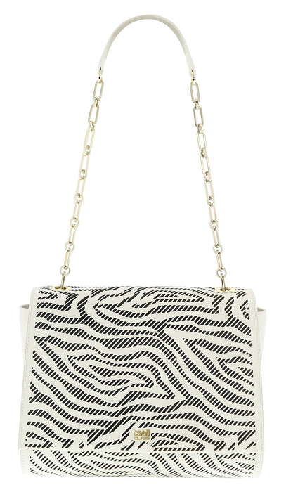Roberto Cavalli GQLPA0 B20 White/Black Audrey Medium Shoulder Bag