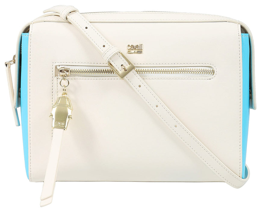Roberto Cavalli Class GWLPD5 T37 Brigitte 0 Ivory/Blue Medium Shoulder Bag