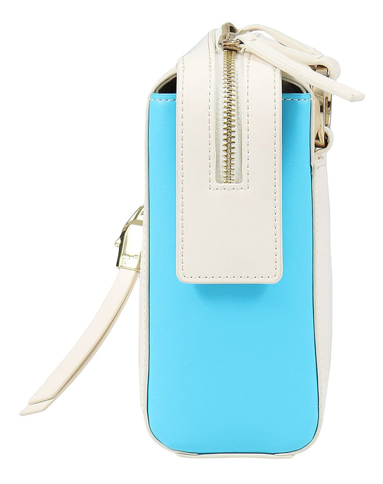 Roberto Cavalli Class GWLPD5 T37 Brigitte 0 Ivory/Blue Medium Shoulder Bag