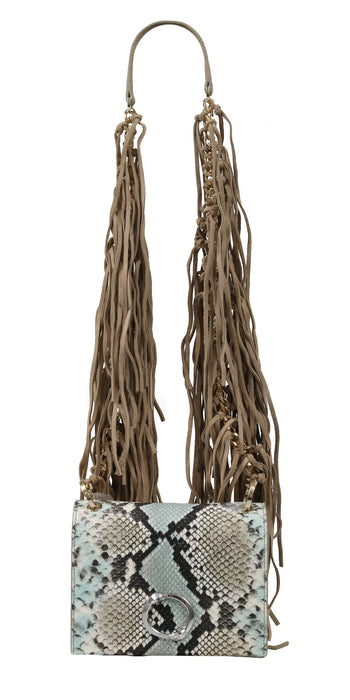 Roberto Cavalli Class GWLPEV T41 Lauren 001 Light Blue/White/Taupe Small Shoulder Bag